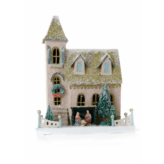 Holiday Village House ,Nativity Church Christmas Decoration, 15 in